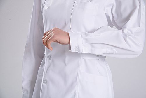 厂家供应 女式护士服 长袖立领偏开白大褂 长款医护工作服女款